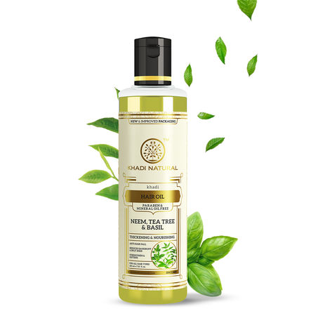 Buy Khadi Natural Neem Teatree & Basil Herbal Hair Oil| Anti Dandruff | Paraben & Mineral Oil Free - 210 ml-Purplle
