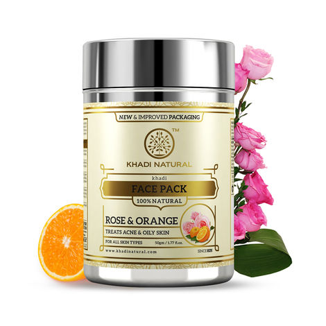 Buy Khadi Natural Rose & Orange Herbal Face Pack| Treats Acne & Oily Skin - (50 gm)-Purplle