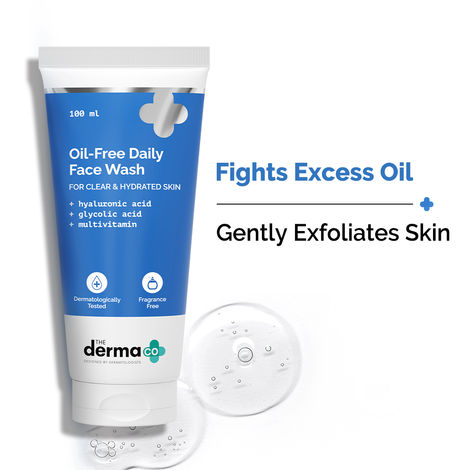 Buy The Derma Co. Oil-Free Daily Face Wash With Hyaluronic Acid, Glycolic Acid & Multivitamins for Clear & Hydrated Skin - 100 ml-Purplle