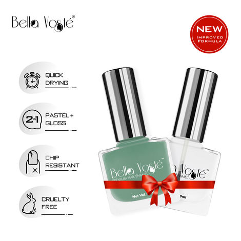 Buy Bella Voste Pastel Nail Paints Magical Eve (9 ml) + Top Coat (9 ml) l Quick Drying l Chip Proof Formula l Long Lasting l Cruelty Free-Purplle