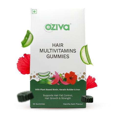 Buy OZiva Biotin Hair Multivitamin Gummies (Keratin Builder, Iron) for Hair Fall Control, Pack of 1-Purplle