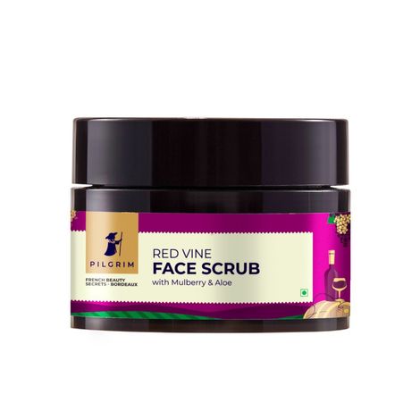 Buy Pilgrim Red Vine Face Scrub with Mulberry Extract & Aloe for Glowing Skin, Unclogs pores , Fights Ageing & boosts Circulation |Men & Women (50 g)-Purplle