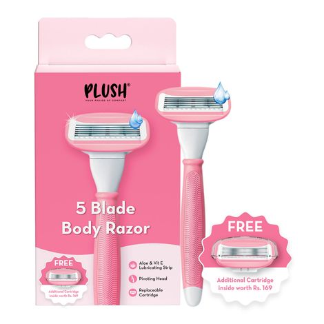 Buy Plush Irritation-Free Hair Removal Women 5-Blade Razor with Aloe Vera Lubricating Strip || Sweden-Made Stainless Steel Blades || For Easy & Safe Body Hair Removal at home || No Bumps, No Cuts || Designed for Normal-Sensitive Skin - Pack of 1-Purplle