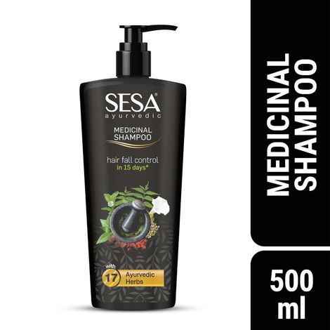Buy Sesa Ayurvedic Medicinal Shampoo - Hair Fall Control in 15 days - Bhringraj & 17 Herbs - NO Parabens (500 ml)-Purplle