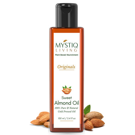 Buy Mystiq Living Originals - Almond Oil | Sweet Almond Oil | Badam Oil | For Face, Hair, Skin & Baby Massage | Cold Pressed, Pure and Natural (Odourless) - 100 ML-Purplle