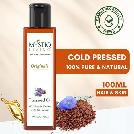Buy Mystiq Living Flax seed Oil (100 ml) Cold Pressed | Flax Seed | Massage Oil | Flax seeds For Hair | Flaxseed Oil | For Hair, Skin & Body | 100% Pure and Natural-Purplle
