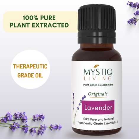 Buy Mystiq Living Lavender Essential Oil (15 ml) 100% Pure, Natural, Undiluted & Therapeutic Grade Best For Aromatherapy, Diffuser, Skin, Hair & Face-Purplle