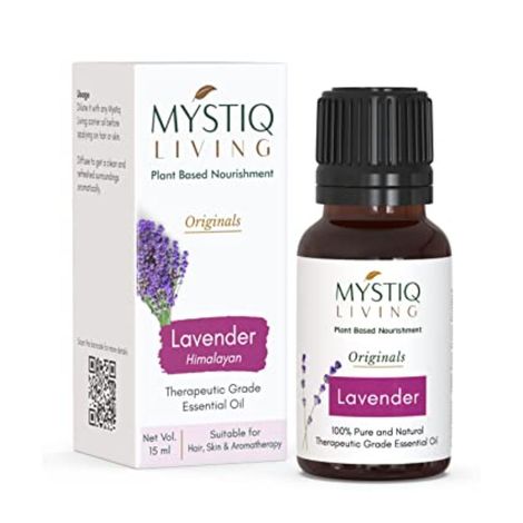 Buy Mystiq Living Originals - Lavender Essential Oil 100% Pure, Natural, Undiluted & Therapeutic Grade Best For Aromatherapy,Diffuser, Skin, Hair, Face -15ml-Purplle
