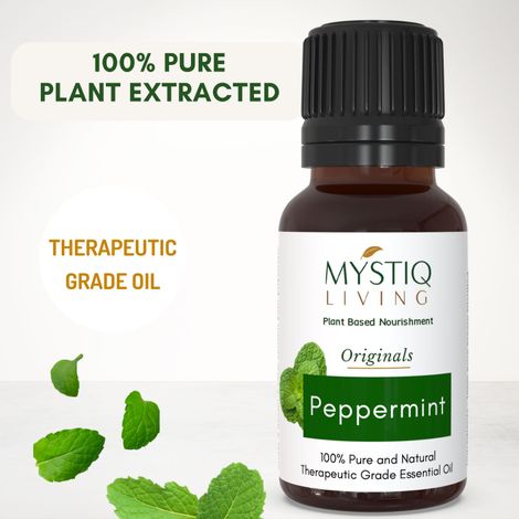 Buy Mystiq Living Originals - Peppermint Essential Oil 100% Pure, Natural, Undiluted & Therapeutic Grade for Hair Growth, Skin, Face, Cold, Congestion- 15ml-Purplle