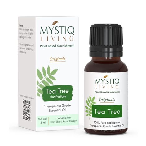 Buy Mystiq Living Originals - Pure Australian Tea Tree Essential Oil, 15ML | For Skin, Pimples, Scars, Acne, Hair Care, Anti Aging Face Care | 100% Pure & Natural-Purplle