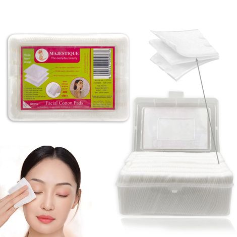 Buy Majestique 100Pcs Soft Touch Facial Cotton Pads, Makeup Remover Wipes for Cleansing Skin & Nail Polish Remover-Purplle