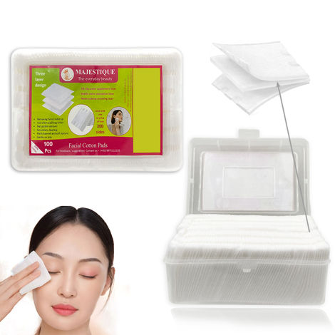 Buy Majestique 100Pcs Soft Touch Facial Cotton Pads | Makeup Remover Wipes for Cleansing Skin & Nail Polish Remover | Facial Care Tissues for Gentle Skin Care-Purplle