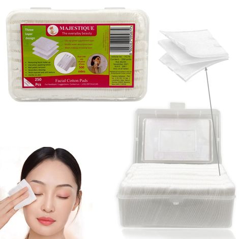 Buy Majestique 250Pcs Soft Touch Facial Cotton Pads - Makeup Remover Wipes for Cleansing Skin & Nail Polish Remover-Purplle