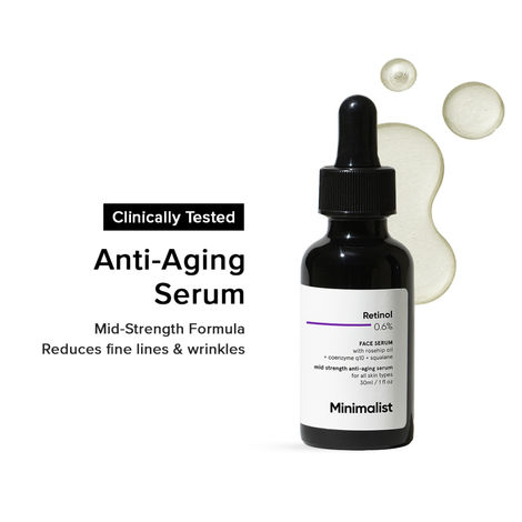 Buy Minimalist Retinol 0.6% Anti Aging Mid-strength Formula For Fine Lines & Wrinkles - 30 ml-Purplle