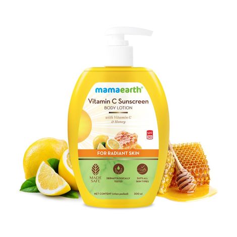 Buy Mamaearth Vitamin C Sunscreen Body Lotion with Vitamin C, Honey, SPF 30 For Radiant Skin - 300 ml-Purplle