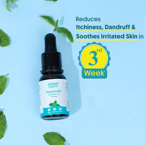 Buy Aravi Organic Peppermint Essential Oil for Skin & Hair | Promotes Hair Growth, Controls Hair Fall, Nourishes Scalp | 100% Pure, Natural & Undiluted | Soothes Irritation & Strengthens Roots | For Men & Women – 15 ml-Purplle