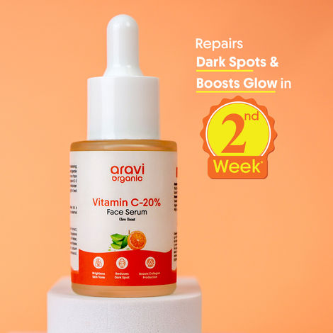 Buy Aravi Organic 20% Vitamin C Serum for Skin Brightening | Targets Dark Spots & Uneven Skin Tone | Radiance Boosting & Hydrating | For Glowing & Healthy Skin | Suitable for All Skin Types – 30 ml-Purplle