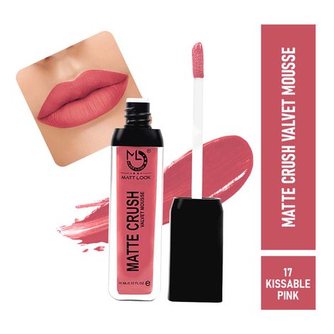 Buy Matt look Matte Crush Velvet Mousse Lipstick, Kissable Pink (10ml)-Purplle