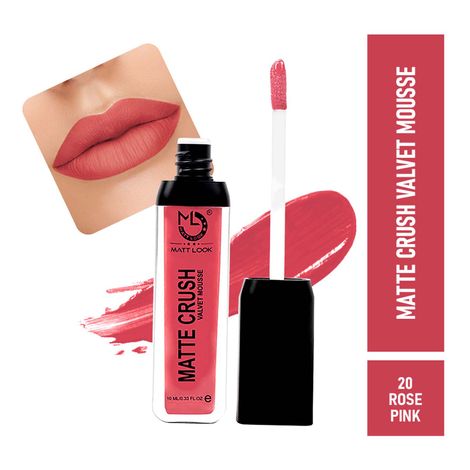Buy Matt look Matte Crush Velvet Mousse Lipstick, Rose Pink (10ml)-Purplle