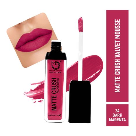 Buy Matt look Matte Crush Velvet Mousse Lipstick, Dark Magenta (10ml)-Purplle