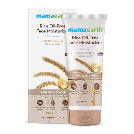 Buy Mamaearth Rice Oil-Free Face Moisturizer , for All Skin Types, With Rice Water & Niacinamide for Glass Skin (80 g)-Purplle