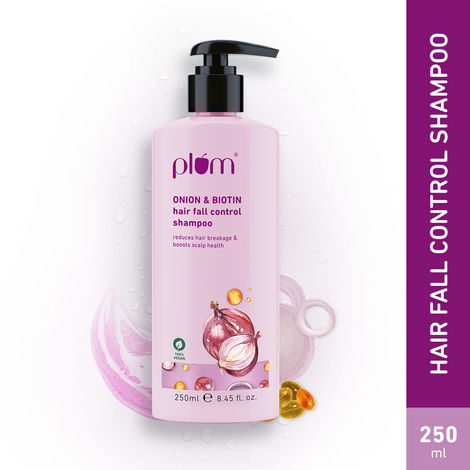 Buy Plum Onion and Biotin Sulphate-free & Paraben-free Shampoo for Hairfall Control for All Hair Types | With Onion Extract, Biotin, D-Panthenol | Reduces Hair Breakage, Boosts Scalp Health 250 ml-Purplle