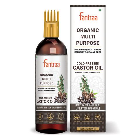 Buy Fantraa 100% Organic Cold Pressed Castor Oil, (200 ml)-Purplle