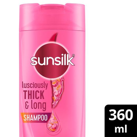 Buy Sunsilk Lusciously Thick & Long Shampoo With Keratin, Yoghurt Protein & Macadamia Oil For 2X thicker & Fuller Hair, 360 ml-Purplle