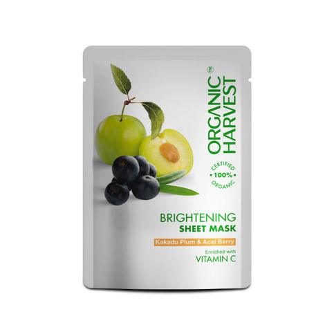 Buy Organic Harvest Brightening Sheet Mask: Kakadu Plum & Acai Berry | Sheet Mask for Glowing Skin | Skin Care for Women & Men| 100% American Certified Organic | 20 gm-Purplle