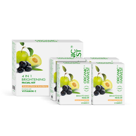 Buy Organic Harvest 4-In-1 Brightening Facial Kit For Women With Kakadu Plum, Acai Berry to Deep Cleanse - Pack of 1-Purplle