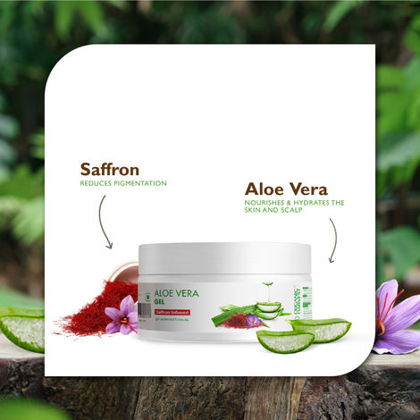 Organic Harvest Aloe Vera Gel Enriched with 100% Pure Aloe Vera Leaf &  Saffron Extracts, for Skin And Hair, Paraben Free (200 ml)