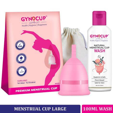 Buy GynoCup Premium Reusable Menstrual Cup for Women| Large Size |Pink Color |With Menstrual Cup Cleanser Wash 100ml (Combo)-Purplle