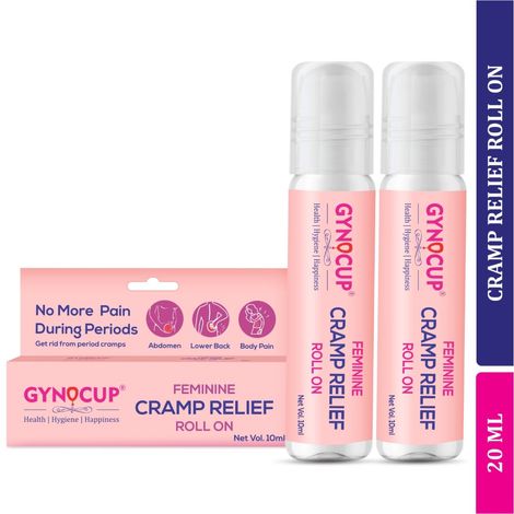 Buy GynoCup Feminine Cramp Relief Roll On (20 ml) with Ayurveda Ingredients (Periods, Lower Back Pain & Body Pain) | Instant relief from period pain | Enriched with herbal oils-Purplle