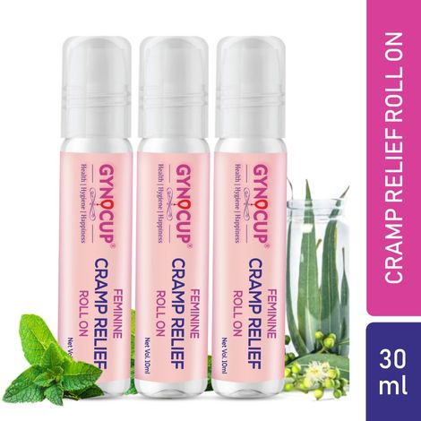 Buy GynoCup Feminine Cramp Relief Roll On (30 ml) with Ayurveda Ingredients (Periods, Lower Back Pain & Body Pain) | Instant relief from period pain | Enriched with herbal oils-Purplle