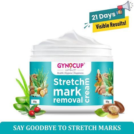 Buy Gynocup Stretch Marks Removal Cream for Pregnancy with the Goodness of Shea Butter, Coco Caprylate, Glycerine and Aloe Vera, Harsingar Oil & Vitamin E (50g)-Purplle