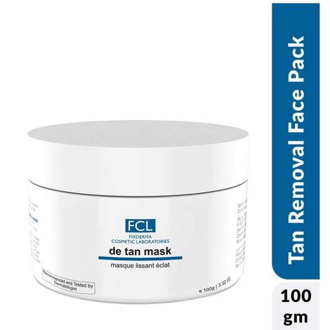 Buy Fixderma Cosmetic Laboratories De Tan Mask For Tanning & Dark Skin, Cleans Pores, Removes Blackheads, Improves Skin Tone & Texture, Suits Oily & Acne Prone Skin, Non- Comedogenic, Paraben Free- 100 gm-Purplle