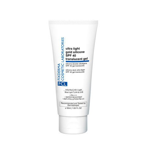 Buy Fixderma Cosmetic Laboratories Ultra Light Gold Silicone Spf 40 Translucent Gel, Moisturizer For Acne Prone Skin, Sunscreen For Body & Face, Sun Screen Protector Spf 40, Sunscreen For Women & Men-50 ml-Purplle