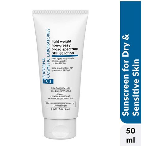 Buy Fixderma Cosmetic Laboratories Light Weight Non Greasy Broad Spectrum SPF 80 Lotion 50 ml-Purplle