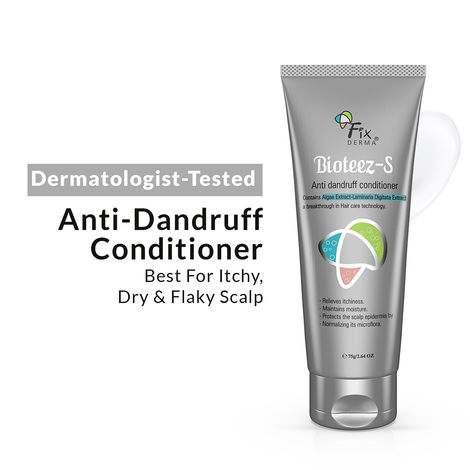 Buy Fixderma Bioteez-S Natural Conditioner For Dry Hair With 1% W/W, Salicylic Acid|Reduces Dandruff, Soothes Itchy Scalp|Reduces Hair Frizz, Paraben & Sulphate Free, Makes Shiny & Soft Hair 75 ml, (Pack of 1)-Purplle