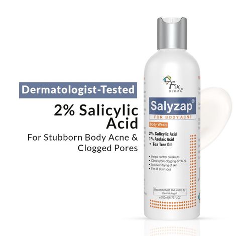 Buy Fixderma 2% Salicylic Acid Salyzap Body Wash For Acne, Non Foaming , Exfoliant, Acne On Back, Upper Arms And Other Affected Body Parts, Pimples, Clean Pores Suitable For Acne Prone Skin - 200 ml-Purplle