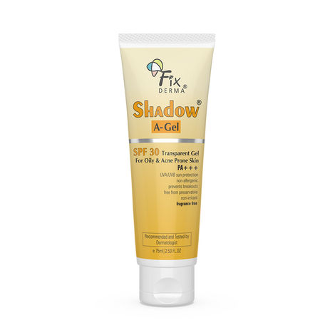 Buy Fixderma Shadow Sunscreen A-Gel SPF 30, Moisturizer For Acne Prone Skin,Sun Screen Protector SPF 30, Sunscreen For Body & Face, Broad Spectrum Sunscreen For Uva & Uvb Protection, Sunscreen For Women & Men,Transparent Gel - 75 ml-Purplle