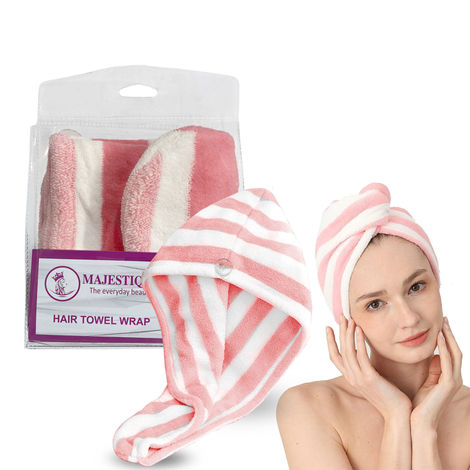 Buy Majestique Microfiber Hair Wrap Towel for Curly, Long, and Thick Hair | Absorbent Quick Dry Hair Turban - Color May Vary-Purplle