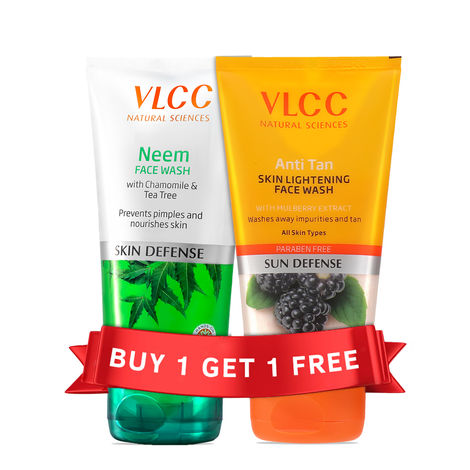Buy VLCC Neem Face Wash + Anti Tan Skin Lightening Face Wash (B1G1) (Each 150 ml)-Purplle