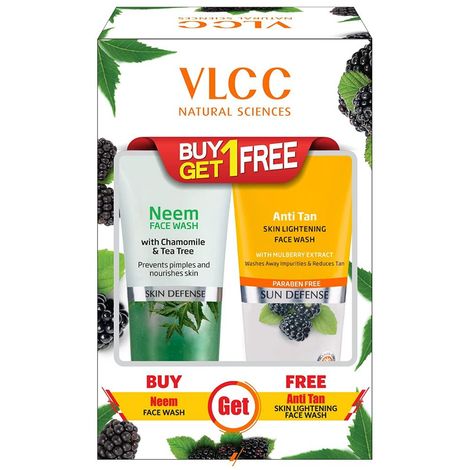 Buy VLCC Neem Face Wash + Anti Tan Skin Lightening Face Wash (B1G1) (Each 150 ml)-Purplle