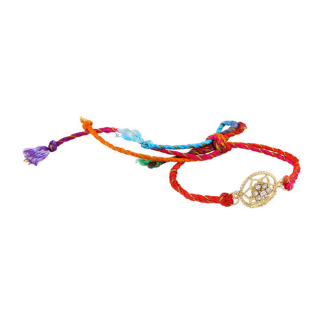 Estele Gold Plated Blissful Floral Rakhi with Austrian Crystals and ...