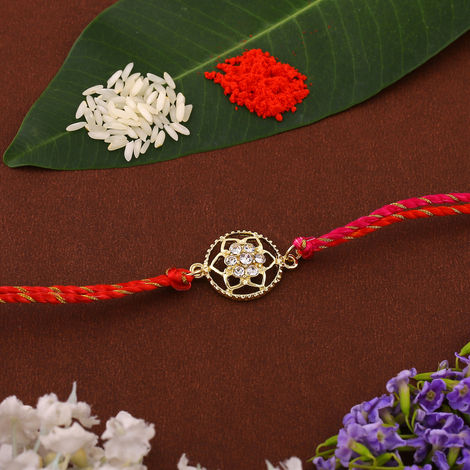 Estele Gold Plated Blissful Floral Rakhi with Austrian Crystals and ...
