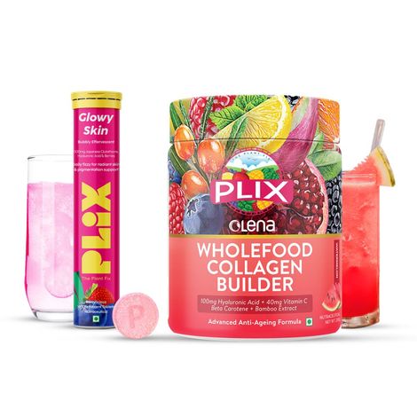 Buy PLIX Beauty Glow Combo Glutathione 15 Effervescent Tablets and Collagen Builder Powder (200g) Combo for Youthful and Glowy Skin-Purplle