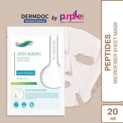 Buy DermDoc by Purplle Peptides Sheet Mask (20ml) | For All Skin Types | Soft & Smooth Skin, Firms Skin, Stimulates Skin, Moisturize | Parabem Free, Sulfate Free, Cruelty Free-Purplle