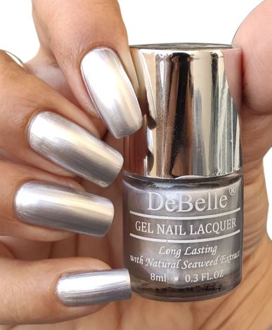 Buy DeBelle Gel Nail Lacquer Chrome Silver Metallic Silver Nail Polish-Purplle