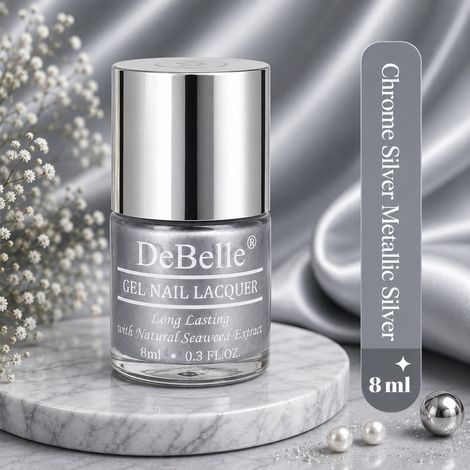 Buy DeBelle Gel Nail Lacquer Chrome Silver Metallic Silver Nail Polish - 8 ml-Purplle
